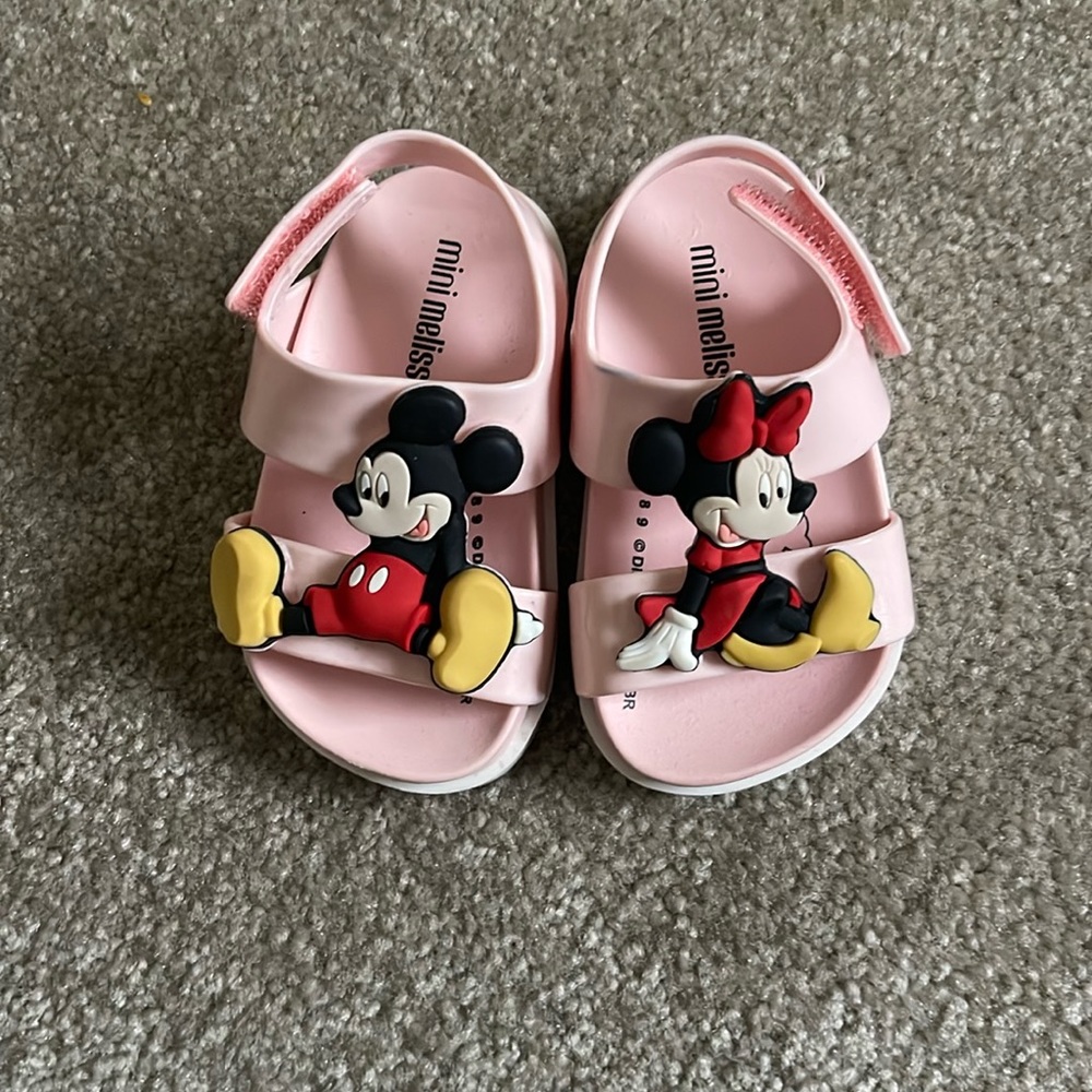 Disney x Mini Melissa Cosmic Sandal Mickey/Minnie Pink/White | Baby 5